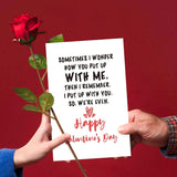 Funny Valentines Day Card For Girlfriend, Romantic Valentine’S Day Card For Wife,(Sometimes I Wonder How You Put Up With Me)