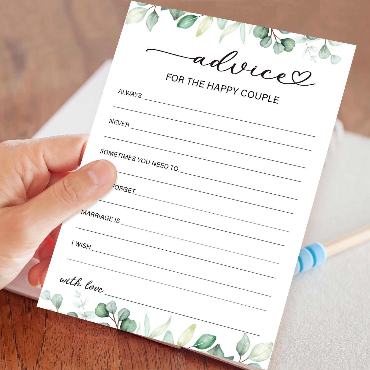 30 Pcs Bridal Shower Games Advice And Wishes Cards, Advice And Wishes For The Happy Couple, 30 Pcs Bridal Shower Cards For Newlyweds (Eucalyptus Botanical Style) -0018