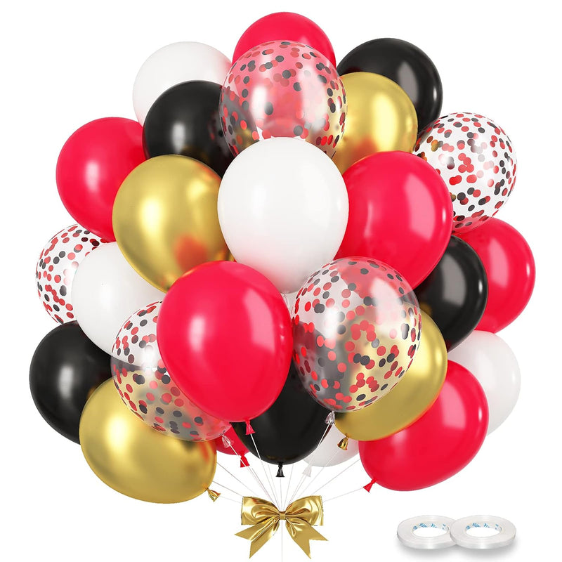 Black Red Gold Balloon, 100 Pcs Latex Balloons, 12Inch Black Red White