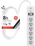 Surge Protector Power Strip 12 Wide Spaced Outlets 5FT Flat Plug Extension Cord Wall Mount Black
