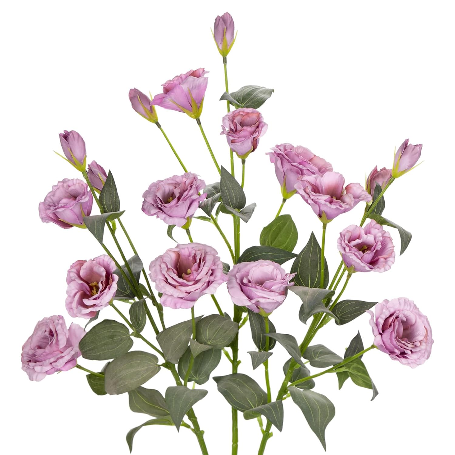 34.5" Purple Artificial Flowers Silk Fake Flower 3Pcs Eustoma Lisianthus Flowers With Long Stem Faux Flowers Arrangement Branch With 4 Heads For Diy Wedding Party Centerpiece Bouquet Table Home Decor