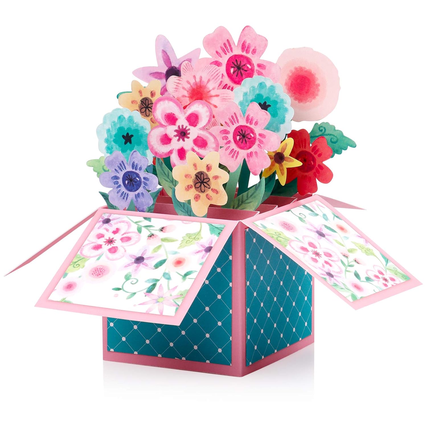 Watercolor Flowers Pop-Up Cards–3D Floral Greeting Cards For Birthday, Mother’S Day, Thank You, All Occasions–Includes Notecard & Envelope–Gift For Women, Mom, Grandma, Wife, Daughter, Sister