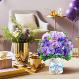 Violet Flower Bouquet Pop Up Cards, Valentine'S Day Card, Mother'S Day Pop Up Flower, With Note Card And Envelope, Thinking Of You, Happy Holiday, For Mom, Her, Friends.