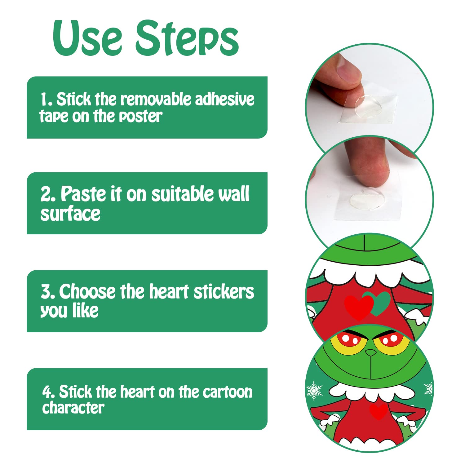Christmas Games - Pin The Heart Christmas Crafts Games For Kids Families Party, Cute Wall Decor Party Supplies Favors, Indoor Xmas Decorations Home Decor, Xmas Kids Activities Presents