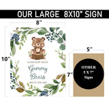 How Many Gummy Bears - Self Standing Sign - 50 Guess Cards - Greenery Woodland Baby Shower Birthday Party