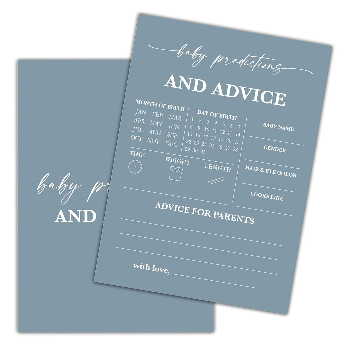 Blue Baby Shower Game, Baby Predictions And Advice Baby Shower Game Cards, Gender Reveal Party Game, Baby Shower Party Activities & Decorations -25 Game Cards(A07)