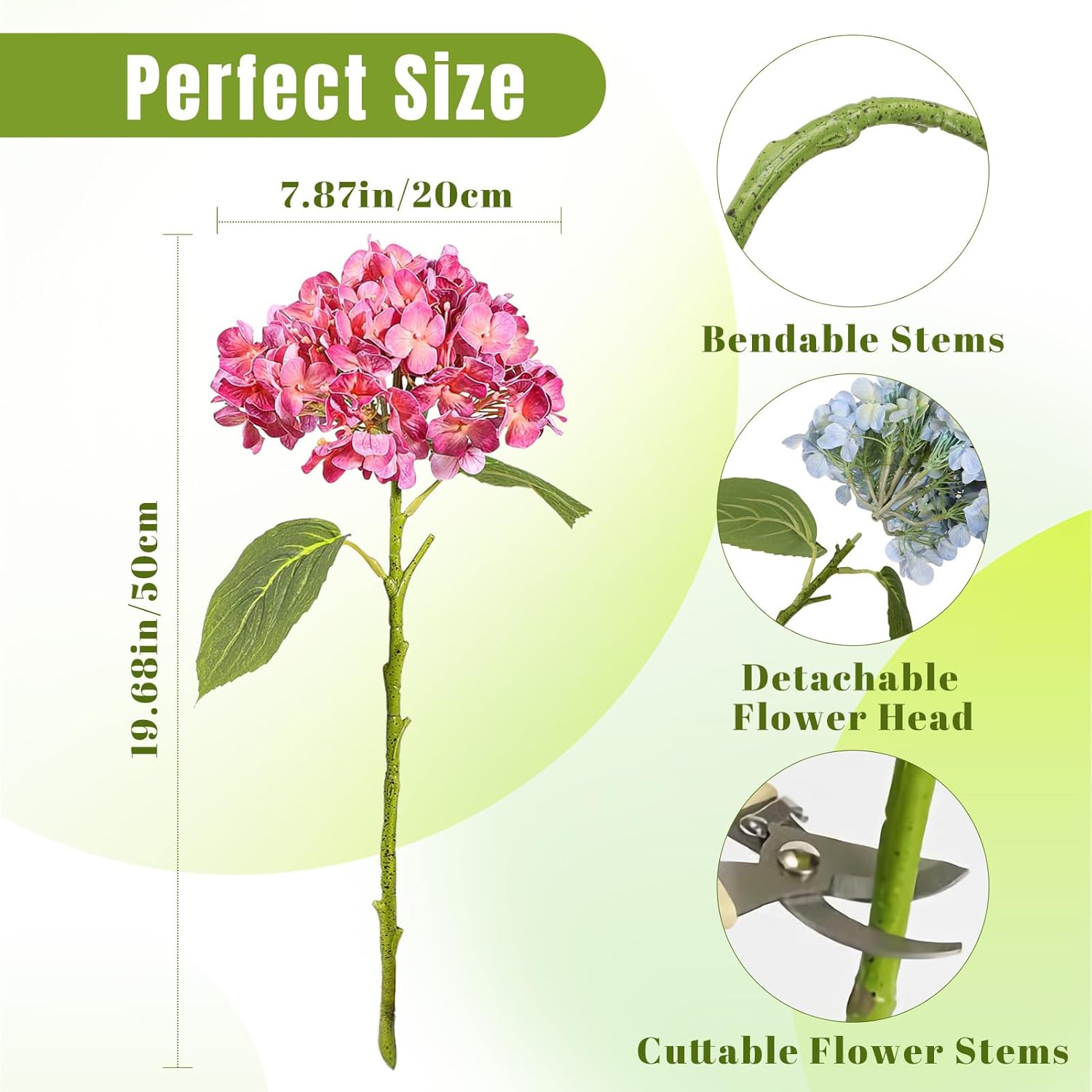 Hydrangea Artificial Flowers 4 Pcs 20" Magenta Latex Real Touch Hydrangea Flowers Full Faux Hydrangea Flowers Fake Bouquet For Outdoors Home Decor Table Party Wedding Centerpiece Bouquet Floral
