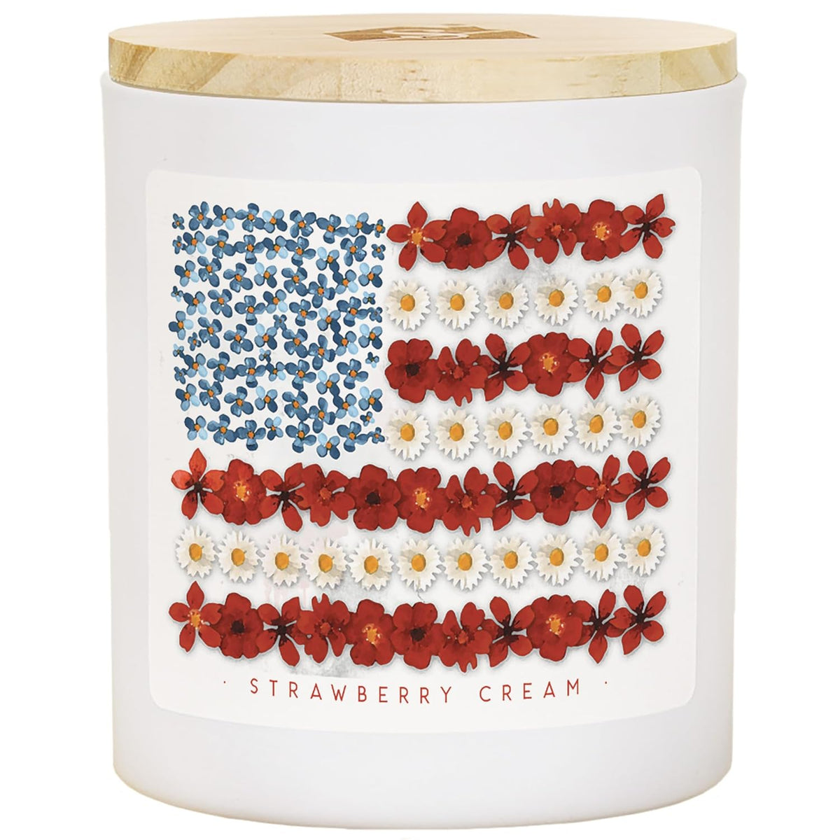 American Flag Candle, Strawberry Scented 11 Oz Premium Soy Wax, Hand Poured In Usa, Cdl1543