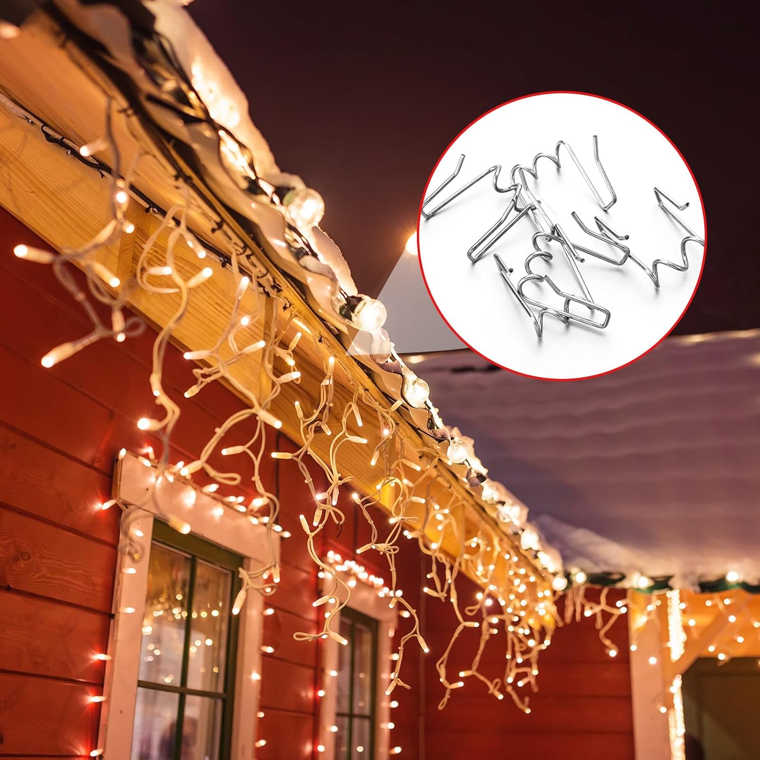 50 Pcs Gutter Light Hooks Outdoor Metal Gutter Clips Orkscrew Shaped Hanging String Lights Hooks For Christmas Halloween Decoration