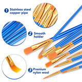 Acrylic Paint Brushes Set, 16 Packs /160 Pcs, Nylon Brush Head, Suitable For Acrylic, Oil, Watercolor,Rock Body Face Nail Art,Perfect Suit Of Art Painting, Best Gift For Kids Adult Drawing