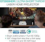 GT3500HDR Projector, 8ms Gaming, UST, 1080p, 4K HDR, 3800 Lumens, Laser