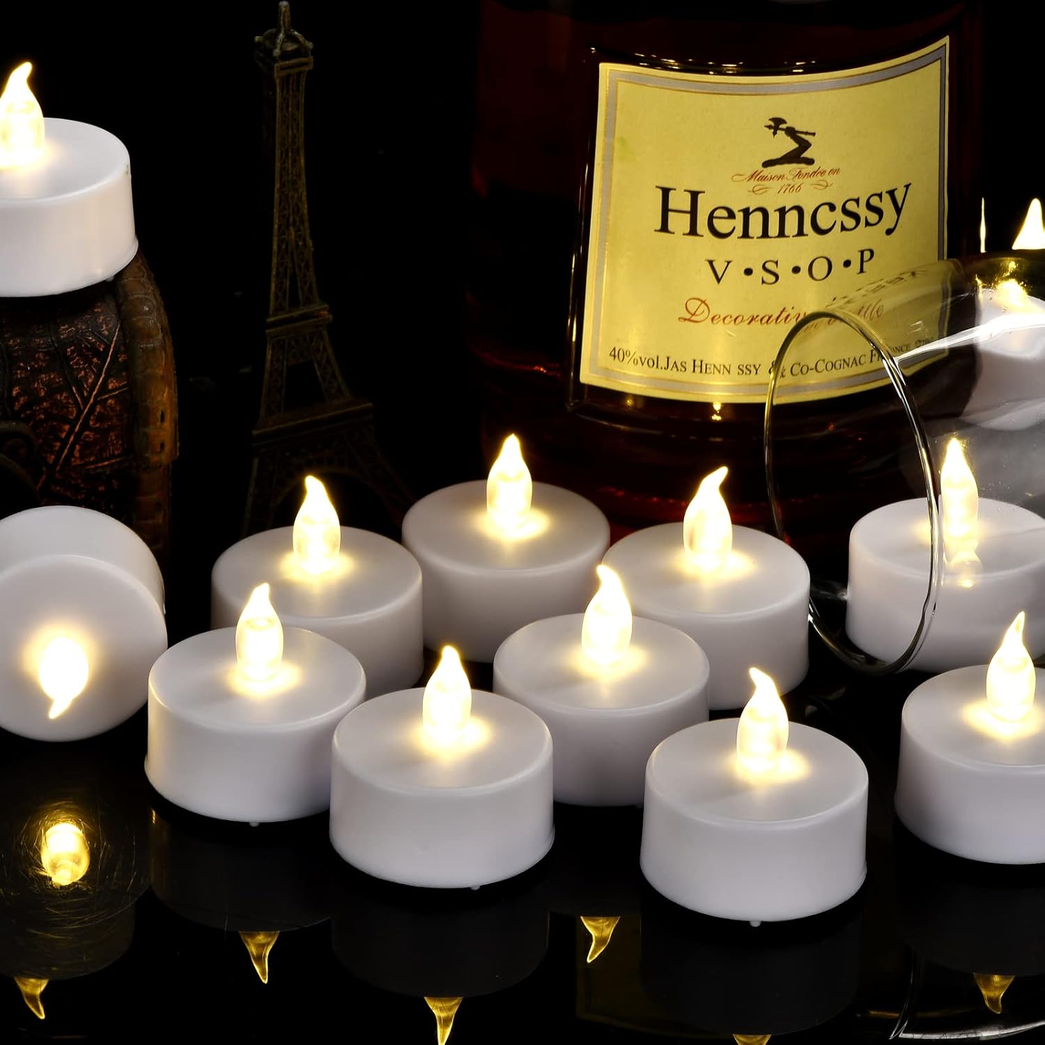 Battery Operated Tea Lights Candles: 24 Pack Realistic And Bright Flickering Holiday Gift Flameless Candles Led Electric Tea Candles For Seasonal & Festival Party Home Decoration (Warm White)