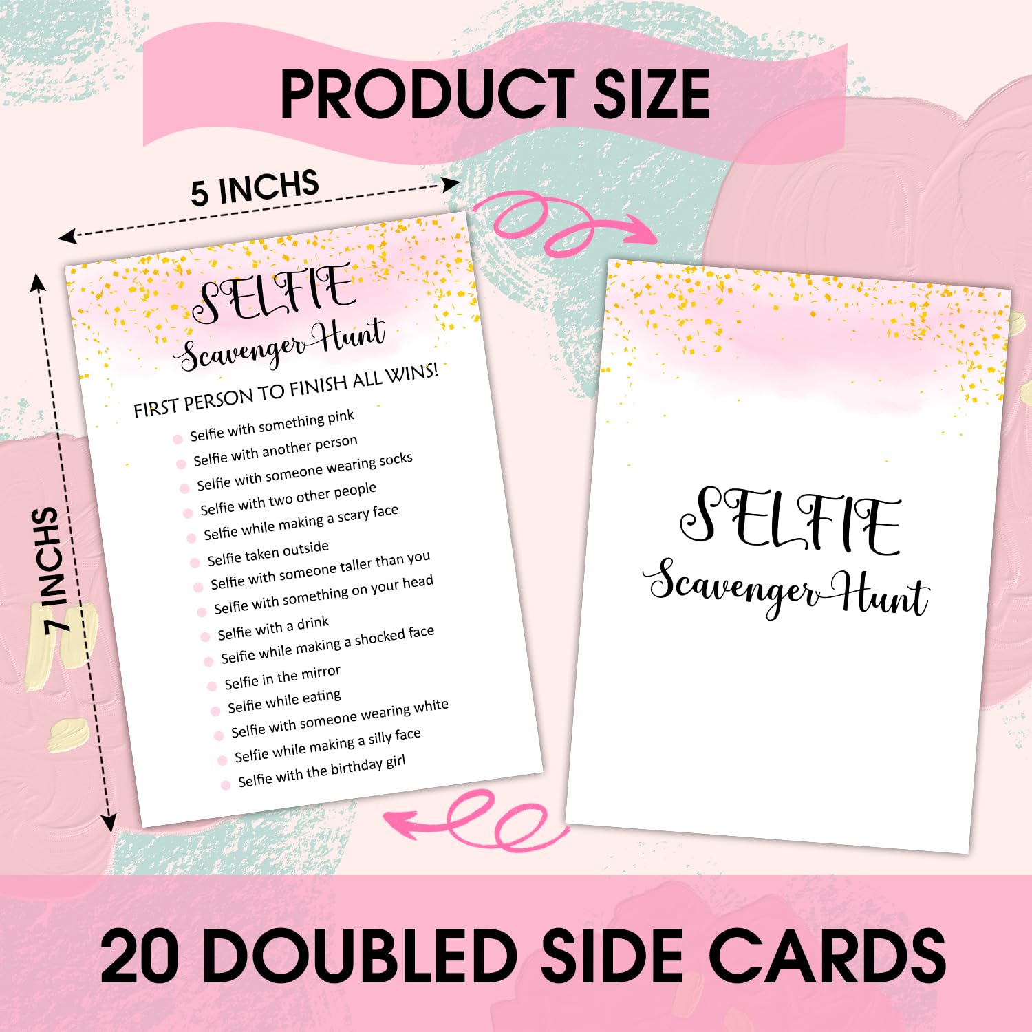 Selfie Scavenger Hunt - Adult Birthday Party Games Decoration For Adult Friend, Birthday Party Activities Sleepover Party Favor Supplies For Adult, 20 Birthday Games Card Set -06