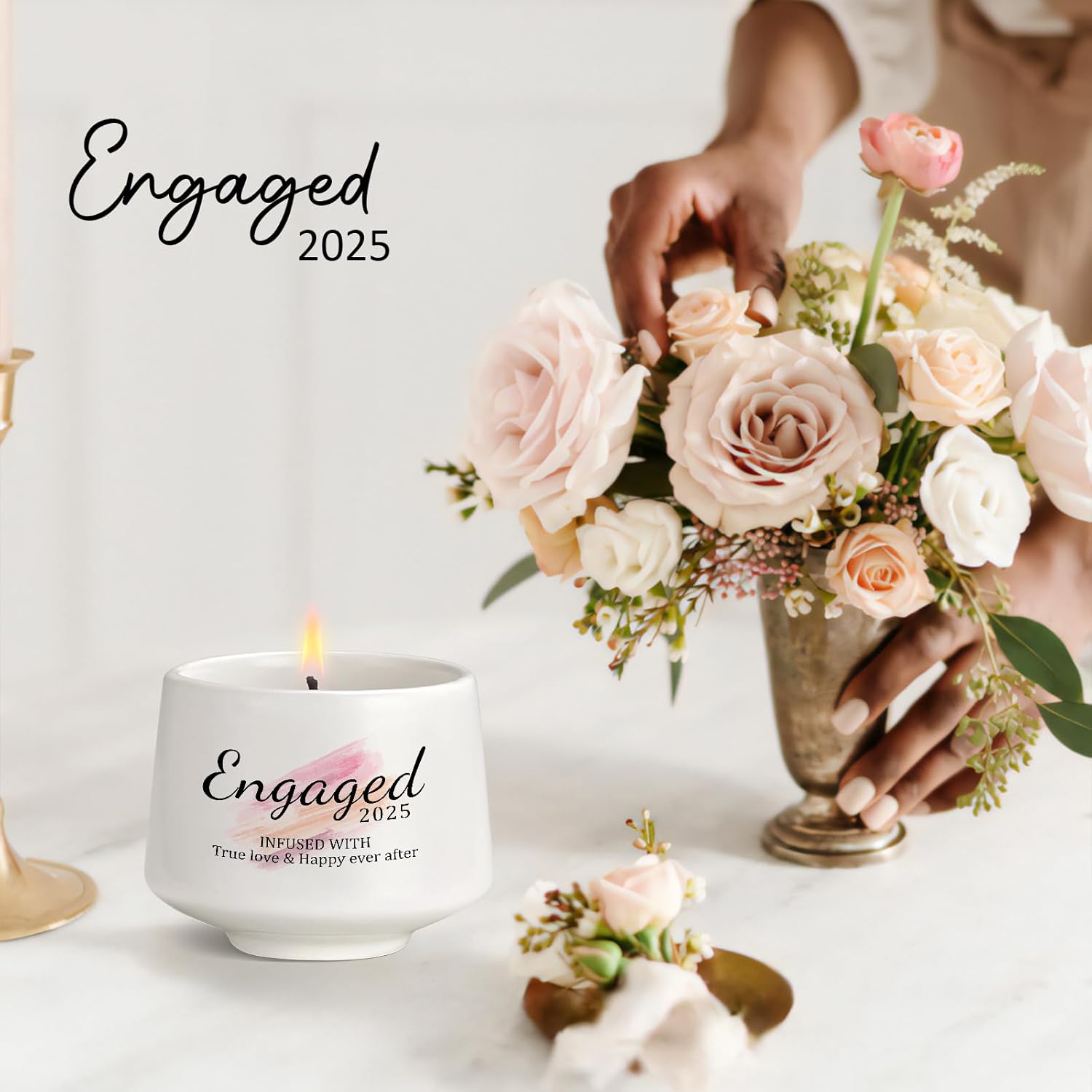 Engagement Gifts - Newly Engaged Couples' Gift, 'Engaged 2025' Candle Bridal Shower Gifts - 6 Oz Lavender Scented