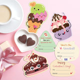 36 Pack Valentines Day Cards For Kids, 12 Assorted Food-Themed Die-Cut Designs With Envelopes & Stickers For Classroom Exchange, School Party, Non-Candy Valentine Handouts
