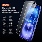 iPhone 16 Clear Case, 2 Screen Protectors, Shockproof, Slim Hard Back 6.1" 2024