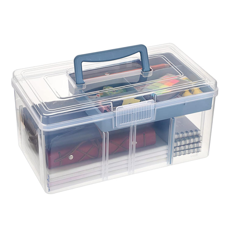 2 Layer Clear Plastic Dividing Storage Box With Removable Tray Multipu