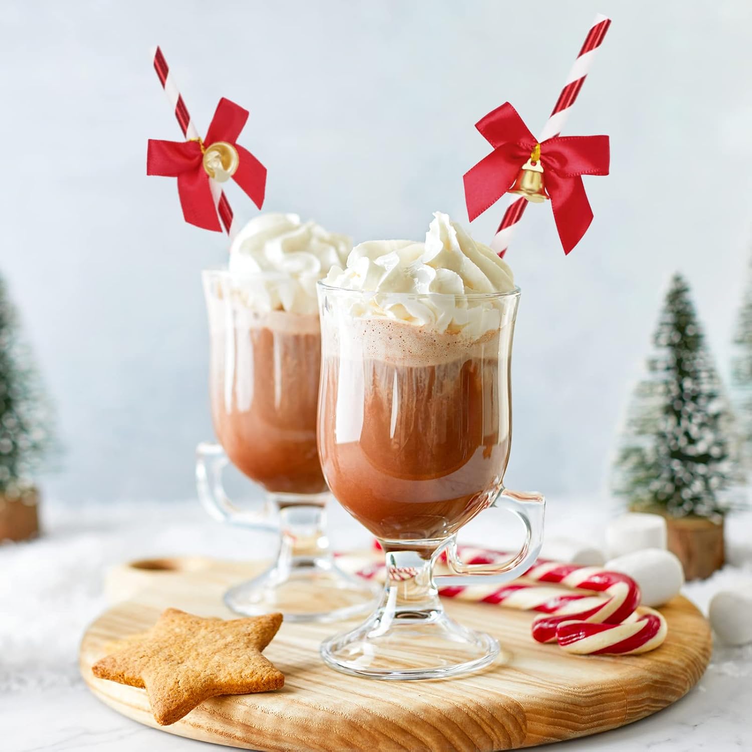 Christmas Paper Straws With Bell Foil Red White Stripe Disposable Paper Straws Merry Christmas Drinking Straws For Christmas Party Supplies Wedding Xmas Birthday Decoration, 50Pcs