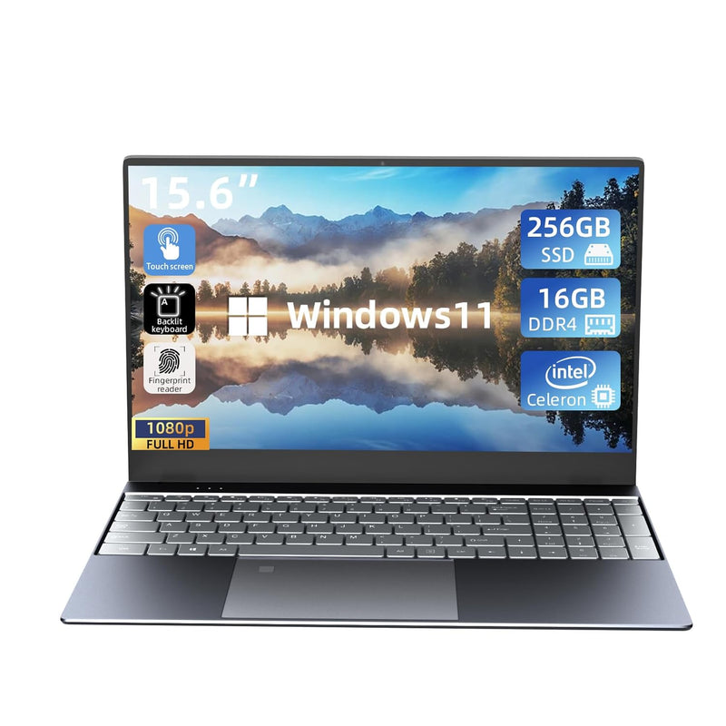 15.6" Touch Screen Laptop Computer Windows 11 Intel Quad-Core Processor, 16Gb