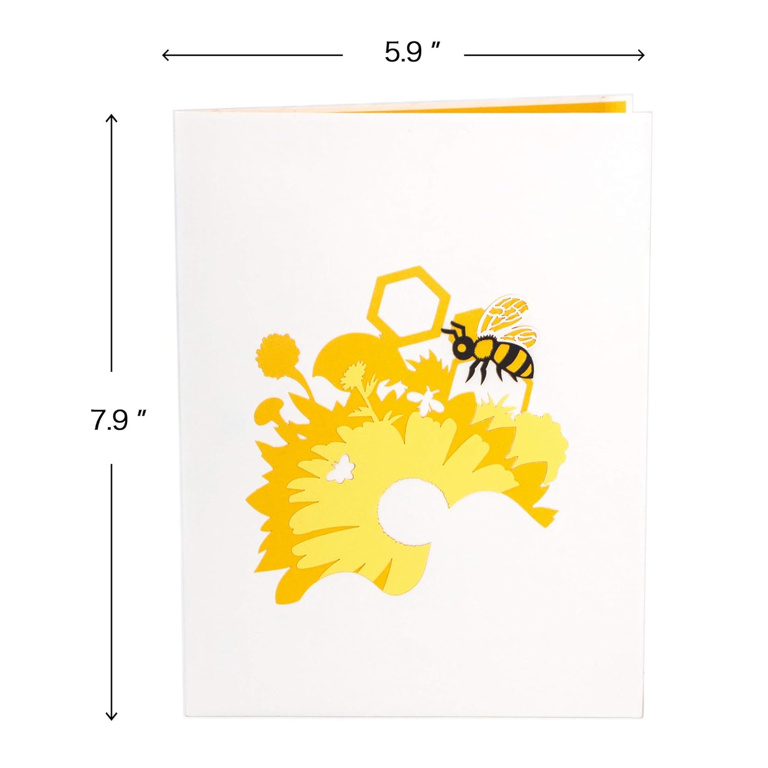 Bee & Flower Handmade 3D Pop Up Card For Birthday Mothers Day Thank You, Bumble Bee Day Gift For Mom Women Girl, With Envelope