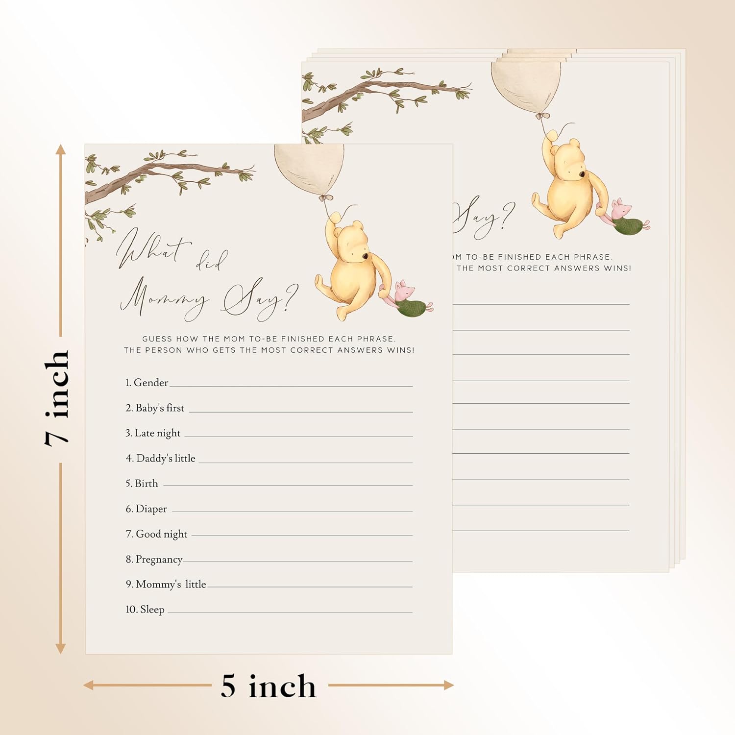 Winnie The Pooh Baby Shower Game Cards, What Did Mommy Say, Set Of 30, Party Games & Activities, Decorations