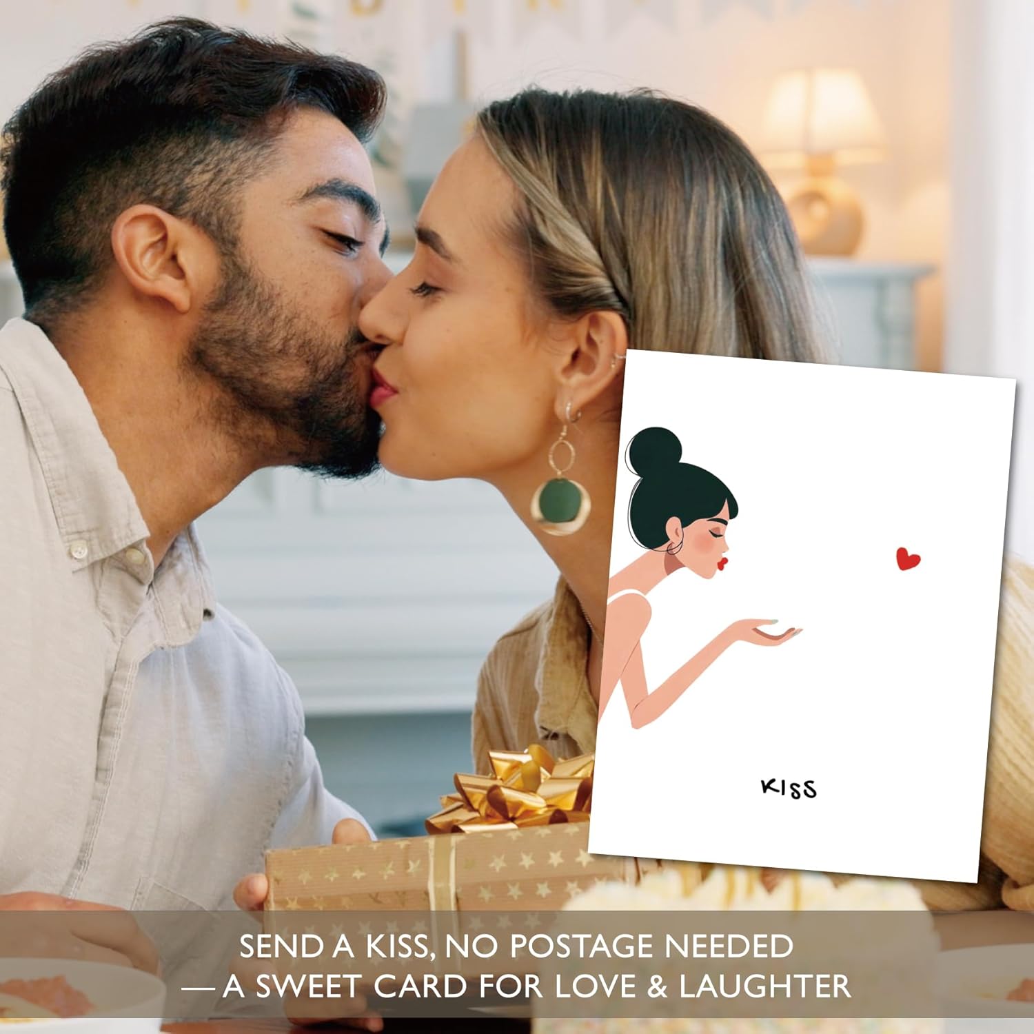 Romantic Kiss Greeting Card For Husband, Boyfriend, Or Wedding – I Love You, Thinking Of You, Valentine, Bridal Shower & Birthday Card For Husband – Miss You, Thank You, Anniversary, 4.25 X 5.5