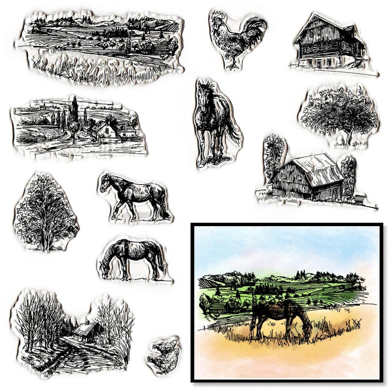 Horse Chick Clear Stamps For Card Making And Photo Album Decorations, Tree Hou