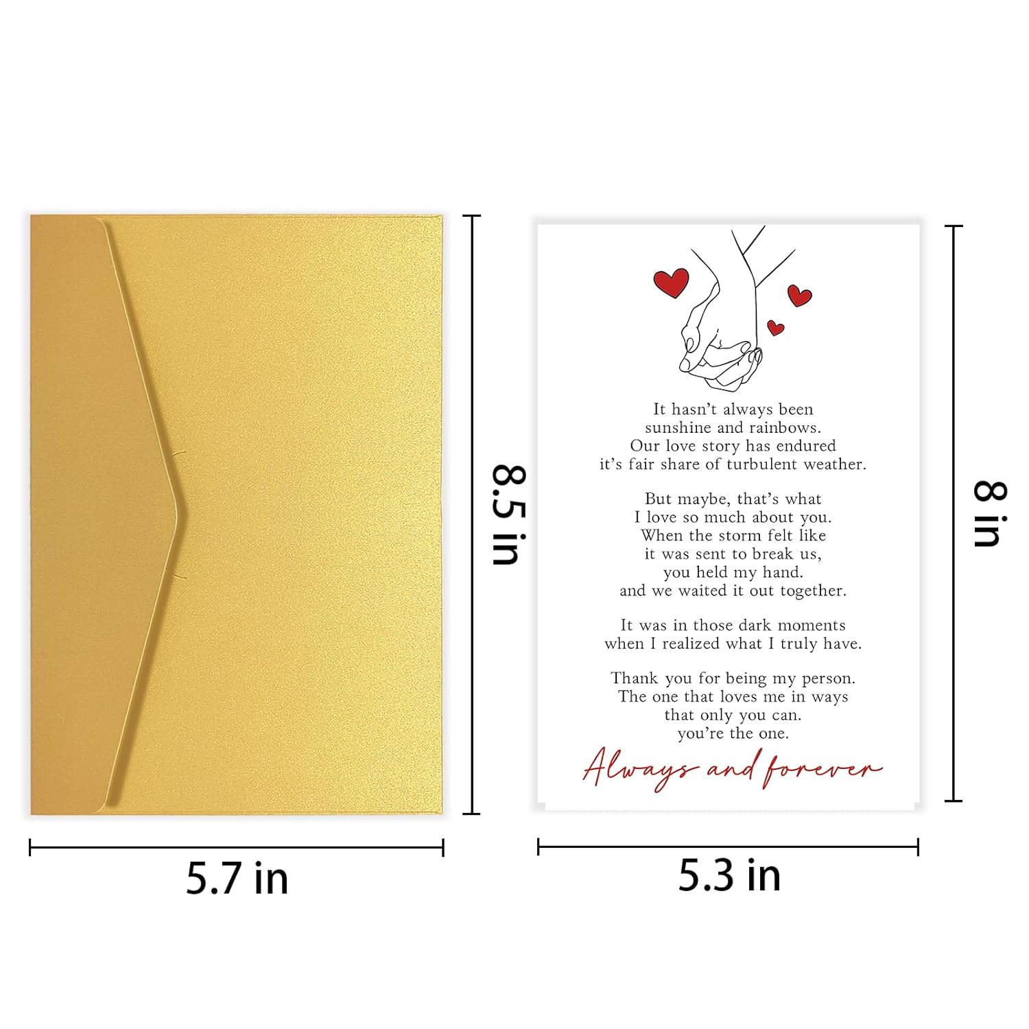 Romantic Valentines Day Card For Him Her, Heartfelt Poem Anniversary Card For Boyfriend Girlfriend, Sweet Birthday Card Gift For Partner