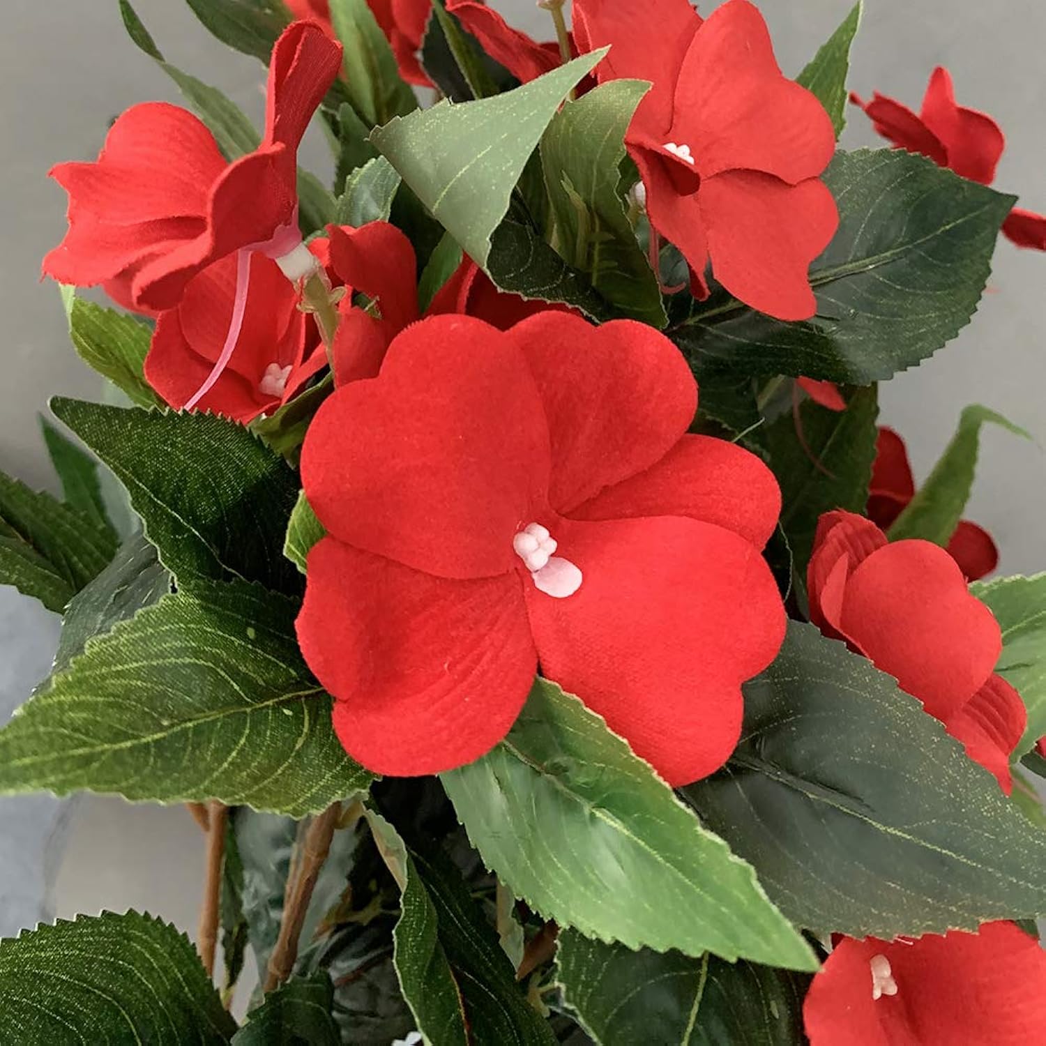 Artificial Impatiens Bouquet Flower Patio Lawn Garden Wedding Photo Decor(2Pcs)