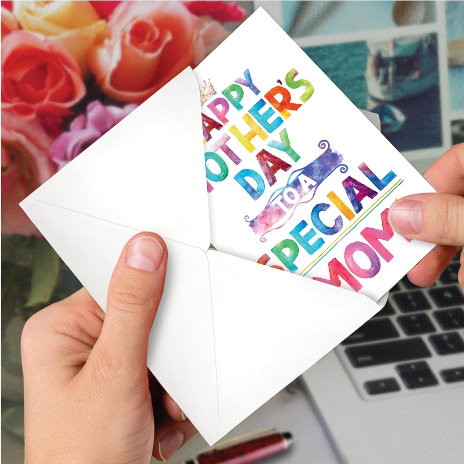 - 1 Mother'S Day Greeting Card W/ 5 X 7 Envelope For Women, Her - Mom Special Mom C8455Mdg