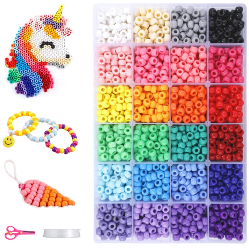 Pony Beads 9Mm 4500+ Pcs Rainbow Assorted Kandi Pony Beads Craft Set For Brace