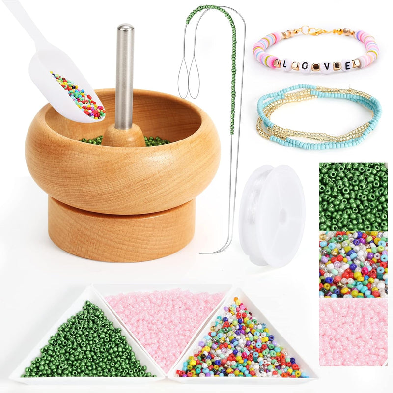 Bead Spinner For Jewelry Making, Bead Spinner Kit With 3000 Pcs Seed Beads, Be