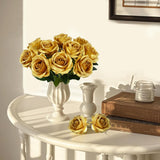 10 Pcs Gold Rose Artificial Flower, Faux Silk Flowers With Long Stems, Fake Roses Bulk Bouquet For Decoration Valentine'S Day Centerpieces Proposal Bridal Bouquets Shower Party Home Floral Decor