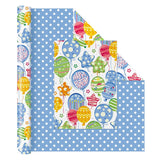 Happy Birthday Balloon Wrapping Paper Roll - 1 Roll 17”X 33 Ft Blue Boy Birthday Gift Wrapping Paper For Baby Boy Shower Wrapping Paper Party Decorative Wrap Supply