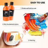 18 Colors Acrylic Glass Paint Set (8.45 Oz, 250 Ml) Large Bulk Enamel & Ceramic Painting Supplies Kit For Wine Bottle Glass Jars Windows With Sponge & Art Knife, Opaque Gloss Finish