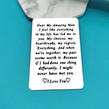 Engraved Wallet Insert Card For Boyfriend Fiance Husband Christmas Birthday Valentines Day Gifts For Men Wedding Anniversary Card Gift I Love You Gift For Him