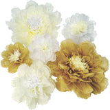 White Gold Large Paper Flower Decorations For Wedding Party Backdrop Diy Home Flower Wall Arrangement Decorations (20''-10'' Assorted) Pack Of 6