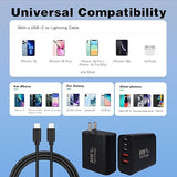 2 Pack 60W 5 Port USB C Fast Charger with 10FT Cable for iPhone 17 16 15 Pro