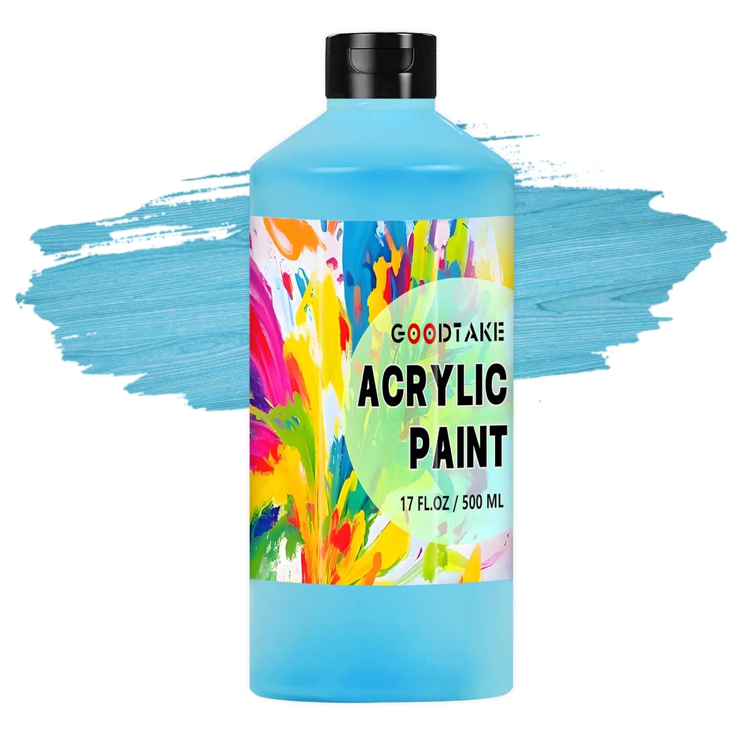 Sky Blue Acrylic Paint, Large Bulk (17 Oz,500 Ml) Craft Paints For Art Supplies, Canvas, Rocks, Wood, Leather, Fabric, Stone, Ceramic, Non Toxic Paint (Sky Blue, 17 Oz)