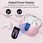 Bluetooth Earbuds, 60H Playback, LED Display, Wireless Charging, IPX5, Mic