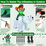 Christmas Inflatable Decorations Outdoor - 6 Ft Ht X 6.4 Ft L Christmas Black Santa Elf Riding The Polar Bear Built-In L