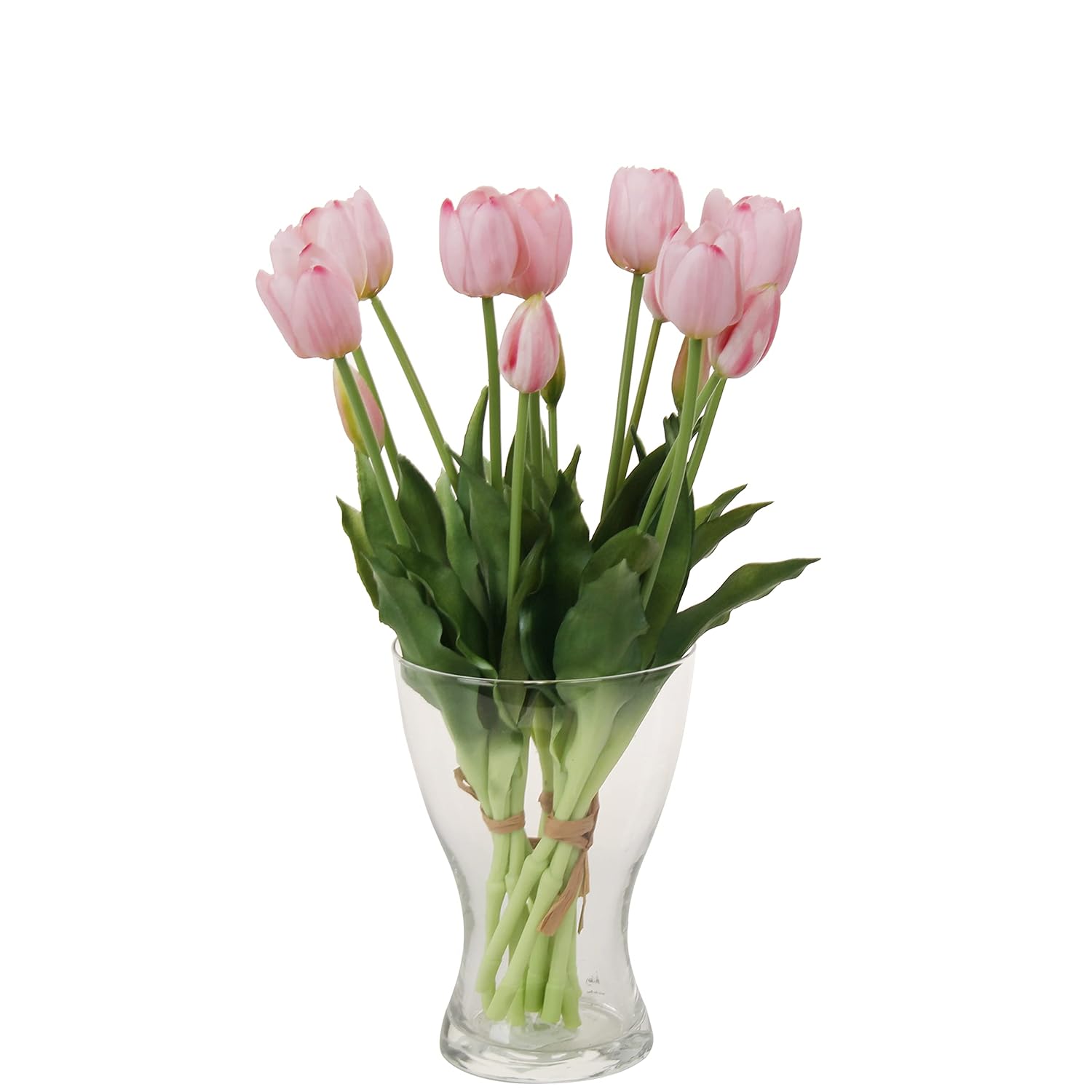 20Pcs Artificial Tulip Flowers,16 Inch Real Touch Tulip Stems With Faux Leaves, Faux Tulips And Buds For Home Décor Centerpiece Ornament Wedding Bouquet,Pink