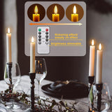 IMAGE 12 Pcs Battery Operated Taper Candles 3D Wick Ivory Taper Flameless Candles 0.78in*6.29in with 10 Keys Remote and Timer, Flickering Flameless LED Light for Xmas Valentines Day Party Decoration