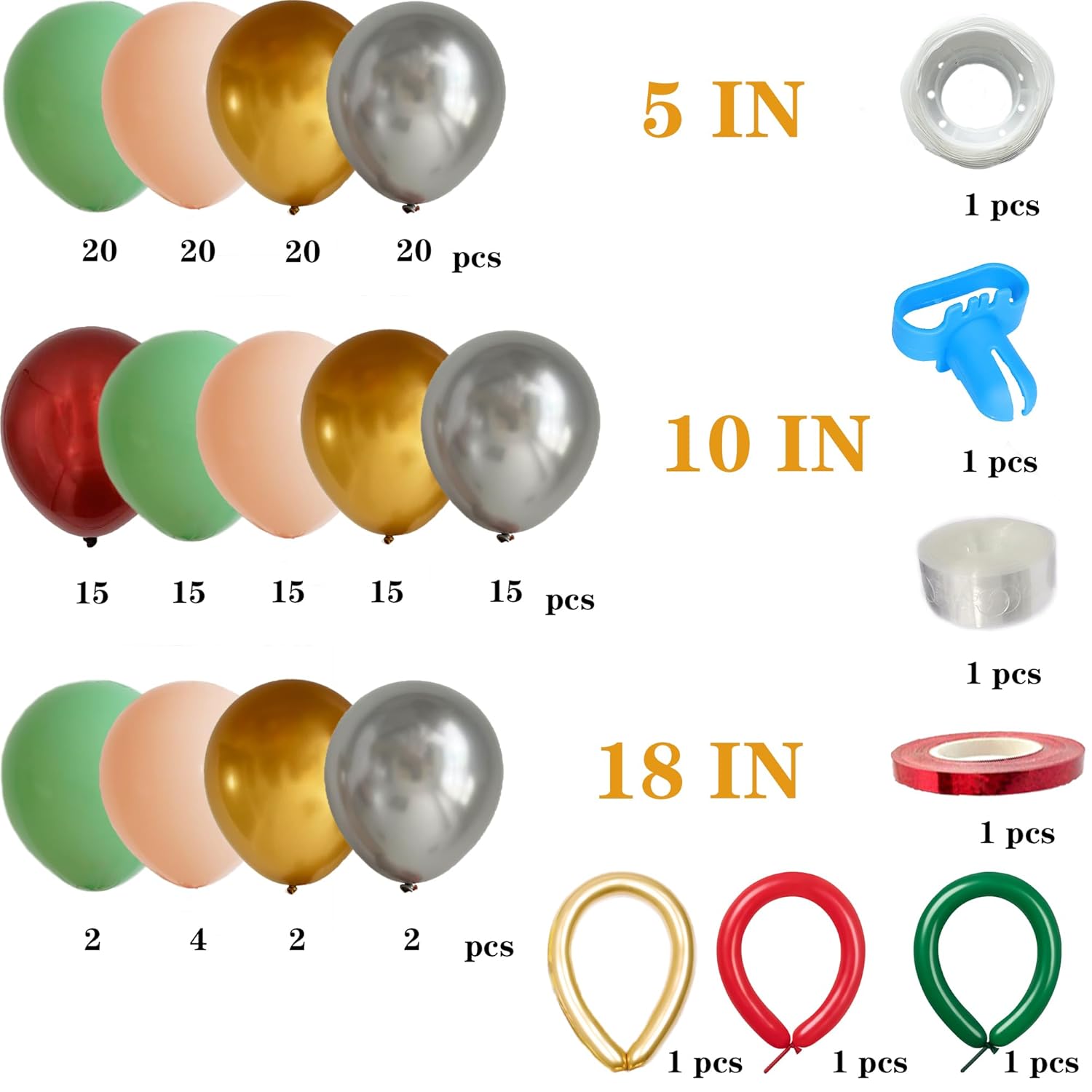 172Pcs Christmas Balloons Garland Kit With Red Green Metal Sliver Gold Christmas Wreath Balloons For Xmas Party Or New Year Party Decorations