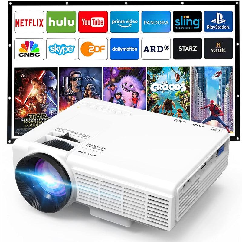 1080P Mini Projector, Portable, TV Stick/Smartphone/PC Compatible, HDMI/USB