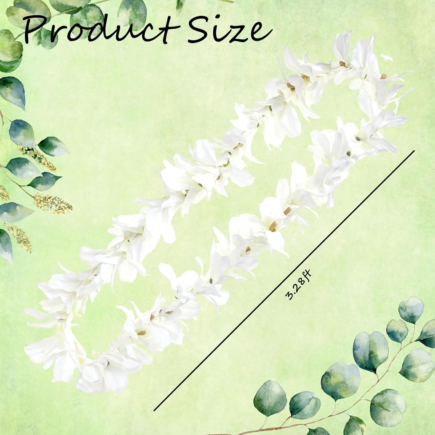 White Orchid Lei Hawaiian Luau Lei Graduation Lei Artificial Orchid Flower Garland Necklace Luau Apparel Accessories For Wedding Graduation Hawaiian Party, 3.28Ft