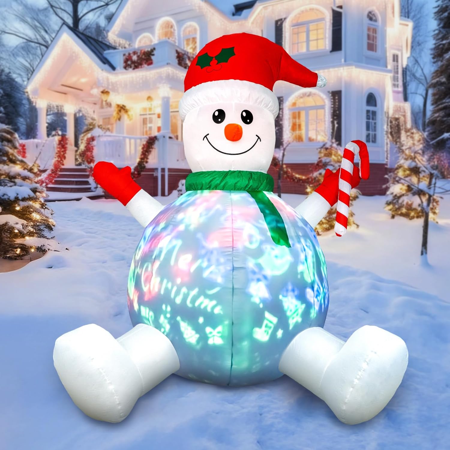 6Ft Tall Christmas Inflatable Outdoor Decorations, Blow Up Yard Decor With Christmas Snowman Sang Along With The Music P