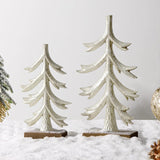 Golden Christmas Table Centerpiece, Rustic Resin Figurine Tabletop Tree For Home Office & Farmhouse Centerpieces