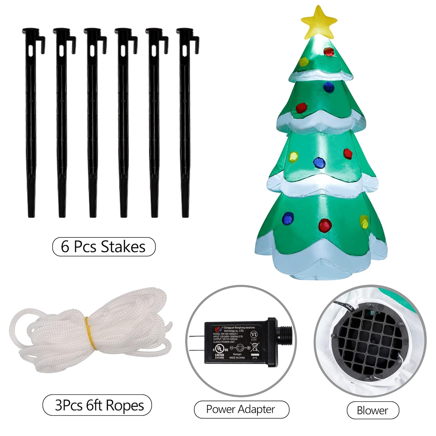5 Ft Inflatable Christmas Tree, Led Light Up Xmas Tree Blow Up Decorations For Christmas Party Indoor Outdoor Yard Garde