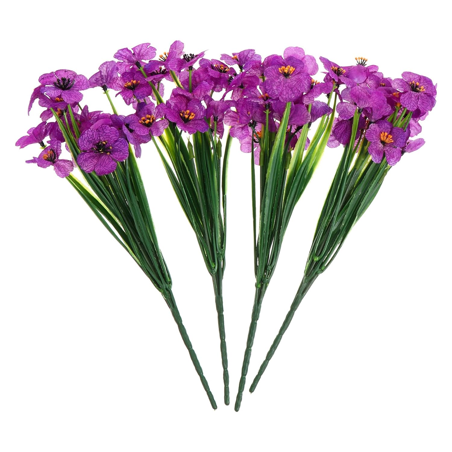 4 Bundles 18 Heads Artificial Violet Flowers, No Fade Fake Violet Artificial Flower Plant Faux Bouquet Decor For Home, Garden Party And Wedding Porch Window Box